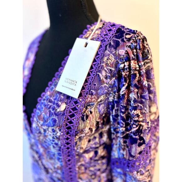 Hemant and Nandita Viha Short Dress in Purple Size XS Embroidered Beaded Lined - Picture 5 of 5